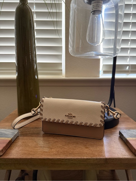 Coach Handbags - Coach Two-Tone Whipstitch Crossbody — Cream & Tan